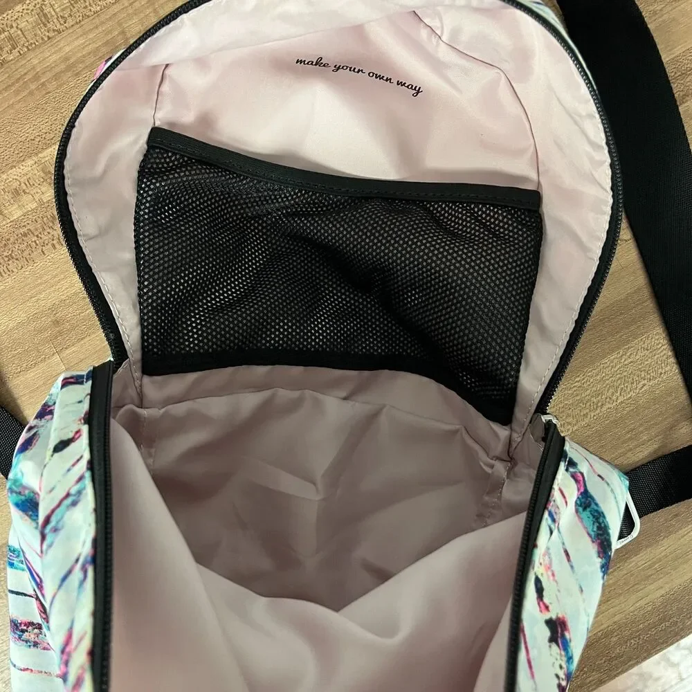 Ivivva by Lululemon Girl's Active Small Backpack Multi Stripe Bottom Shoe Pocket